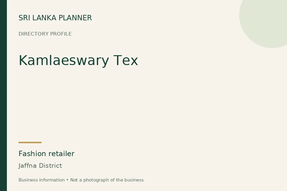 Directory cover for Kamlaeswary Tex in Jaffna District, Sri Lanka