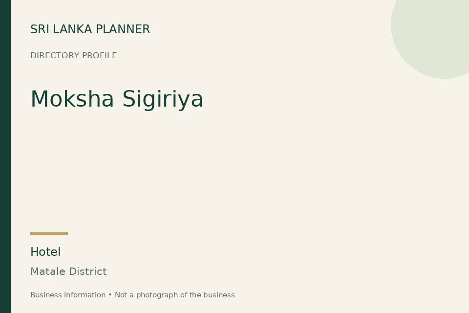 Directory cover for Moksha Sigiriya in Matale District, Sri Lanka