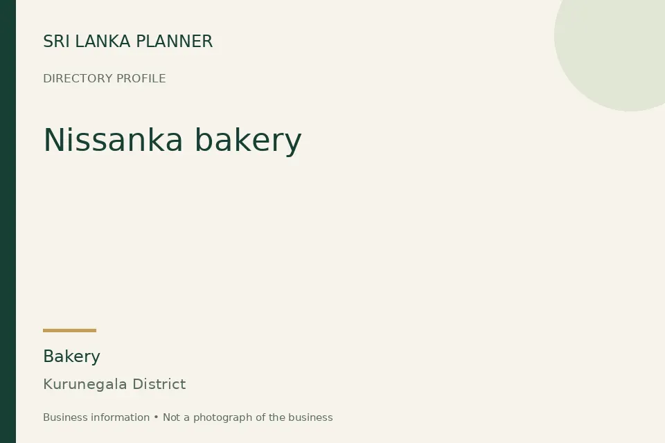 Directory cover for Nissanka bakery in Kurunegala District, Sri Lanka