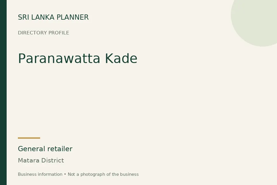 Directory cover for Paranawatta Kade in Matara District, Sri Lanka