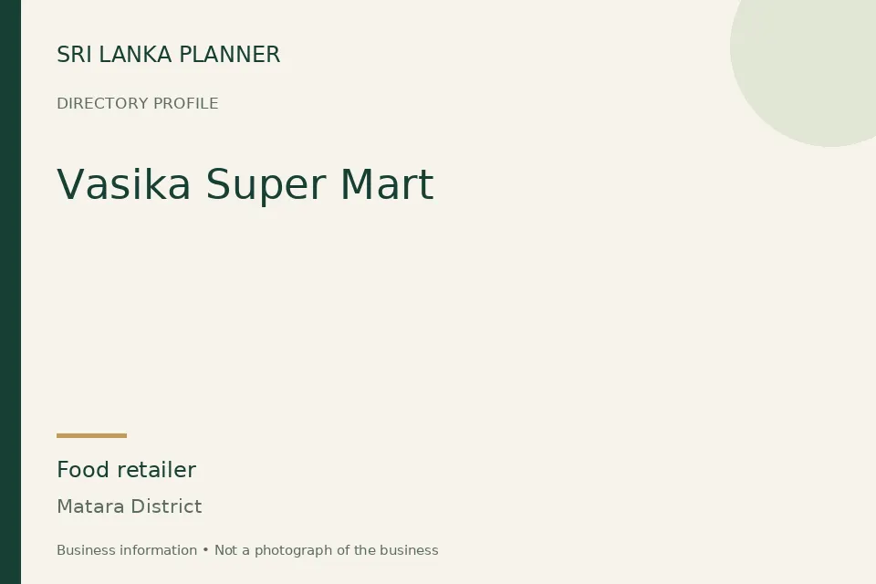 Directory cover for Vasika Super Mart in Matara District, Sri Lanka