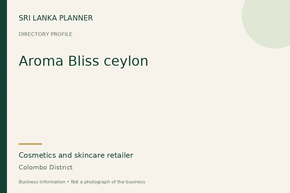 Directory cover for Aroma Bliss ceylon in Colombo District, Sri Lanka