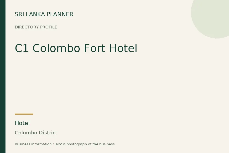 Directory cover for C1 Colombo Fort Hotel in Colombo District, Sri Lanka
