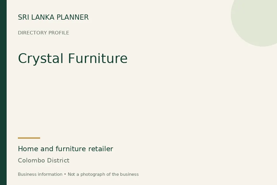 Directory cover for Crystal Furniture in Colombo District, Sri Lanka