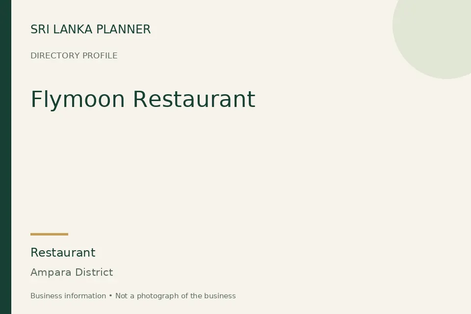 Directory cover for Flymoon Restaurant in Ampara District, Sri Lanka