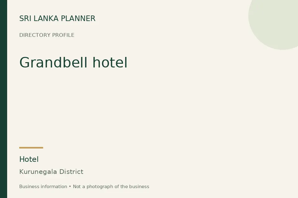 Directory cover for Grandbell hotel in Kurunegala District, Sri Lanka