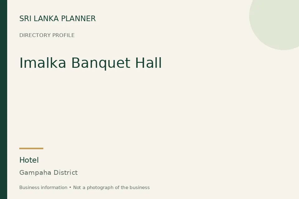 Directory cover for Imalka Banquet Hall in Gampaha District, Sri Lanka