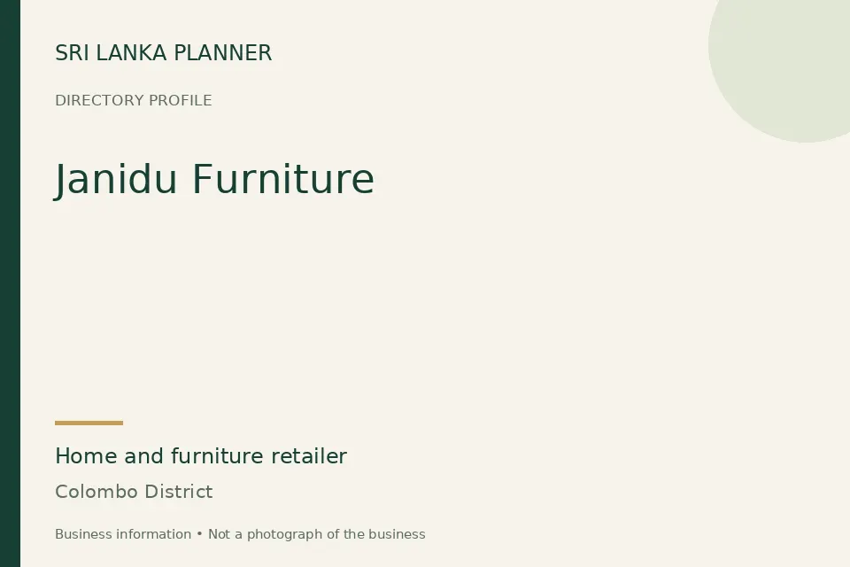 Directory cover for Janidu Furniture in Colombo District, Sri Lanka