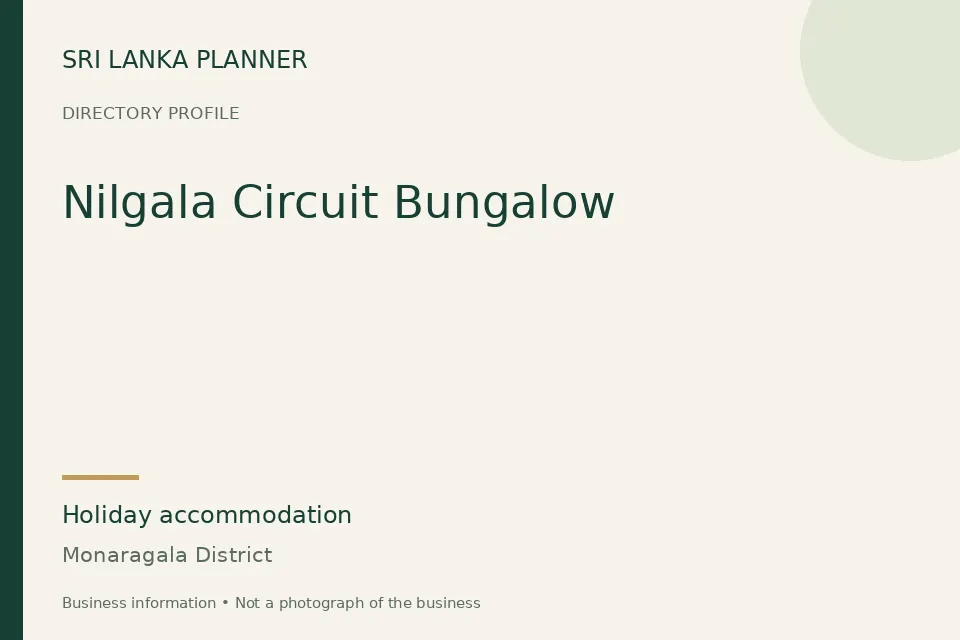 Directory cover for Nilgala Circuit Bungalow in Monaragala District, Sri Lanka