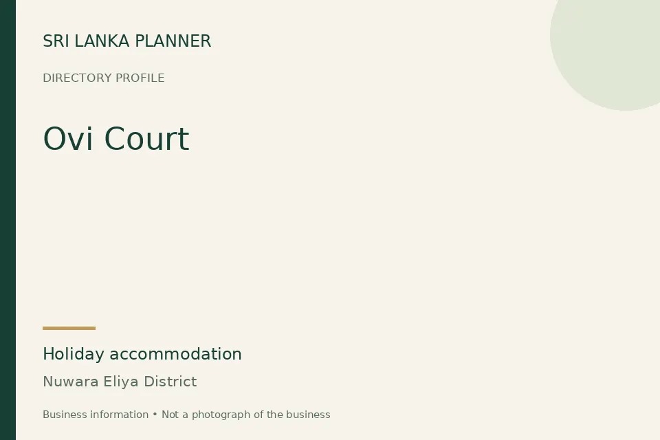 Directory cover for Ovi Court in Nuwara Eliya District, Sri Lanka