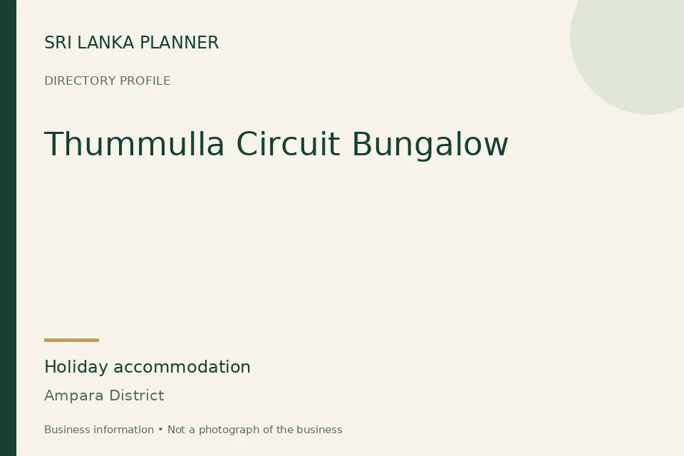 Directory cover for Thummulla Circuit Bungalow in Ampara District, Sri Lanka