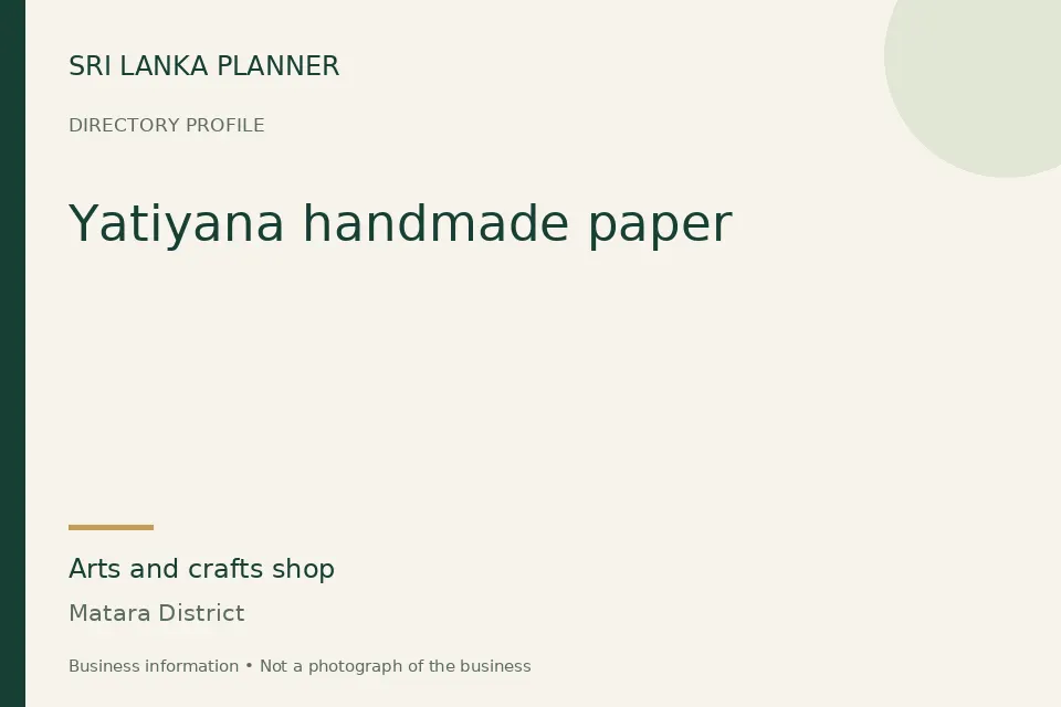 Directory cover for Yatiyana handmade paper in Matara District, Sri Lanka