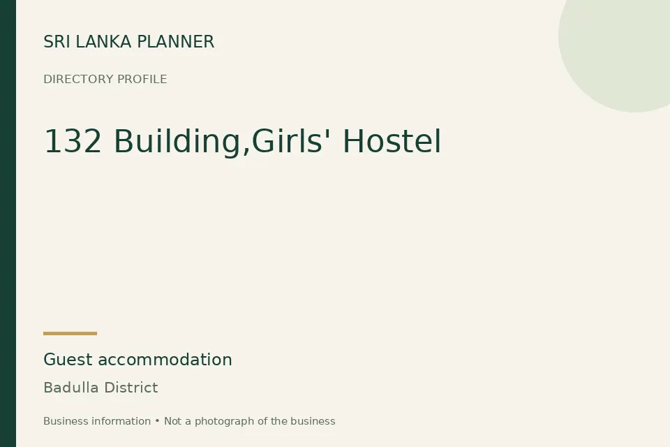 Directory cover for 132 Building,Girls' Hostel in Badulla District, Sri Lanka