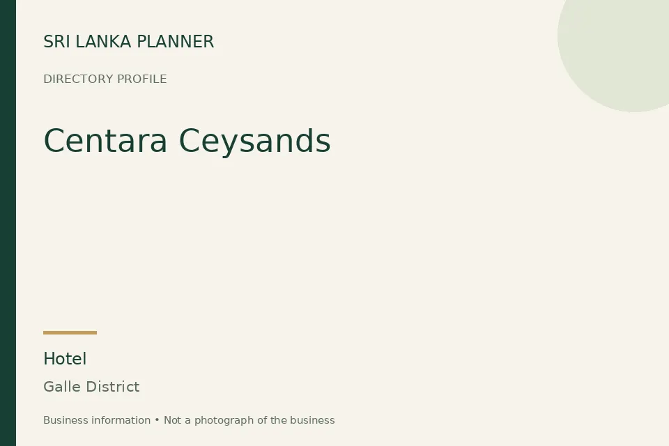 Directory cover for Centara Ceysands in Galle District, Sri Lanka