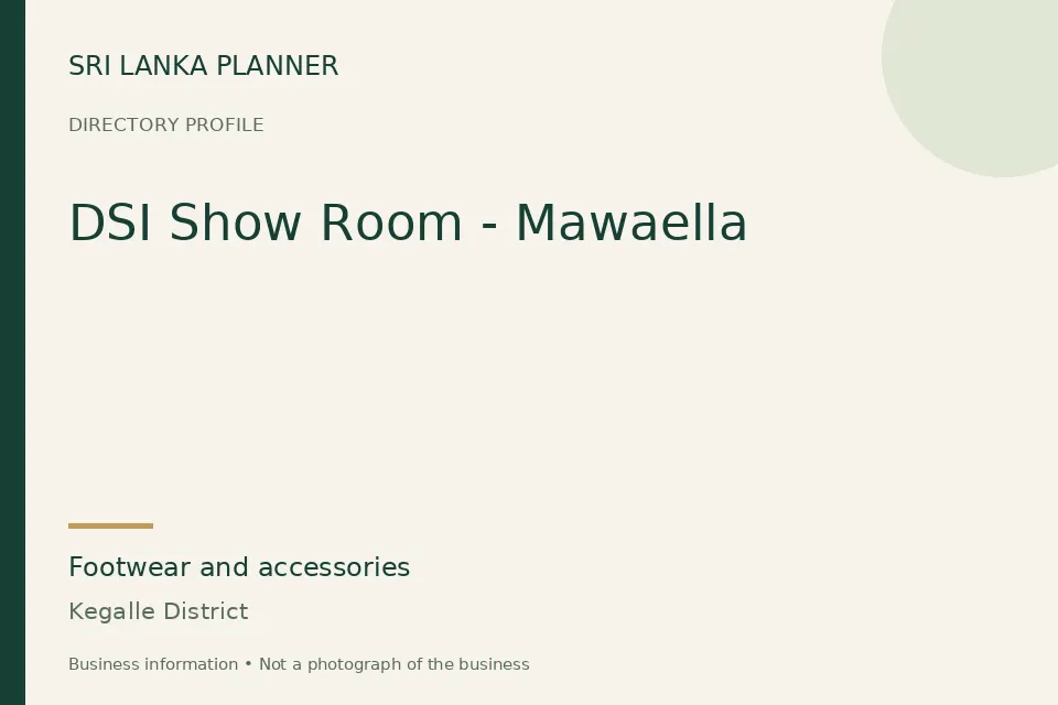 Directory cover for DSI Show Room - Mawaella in Kegalle District, Sri Lanka