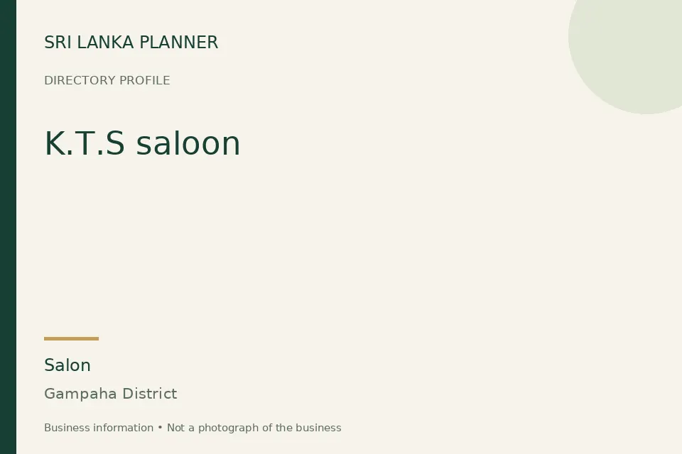 Directory cover for K.T.S saloon in Gampaha District, Sri Lanka
