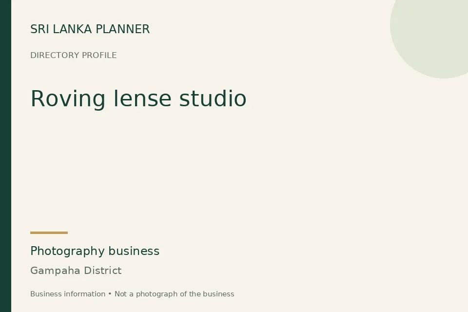 Directory cover for Roving lense studio in Gampaha District, Sri Lanka