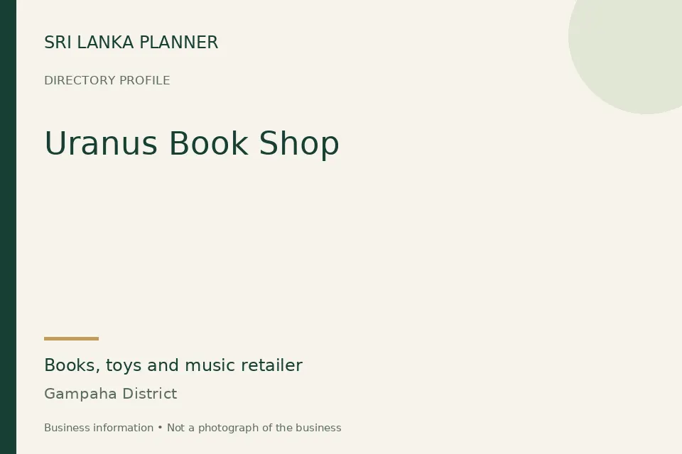 Directory cover for Uranus Book Shop in Gampaha District, Sri Lanka
