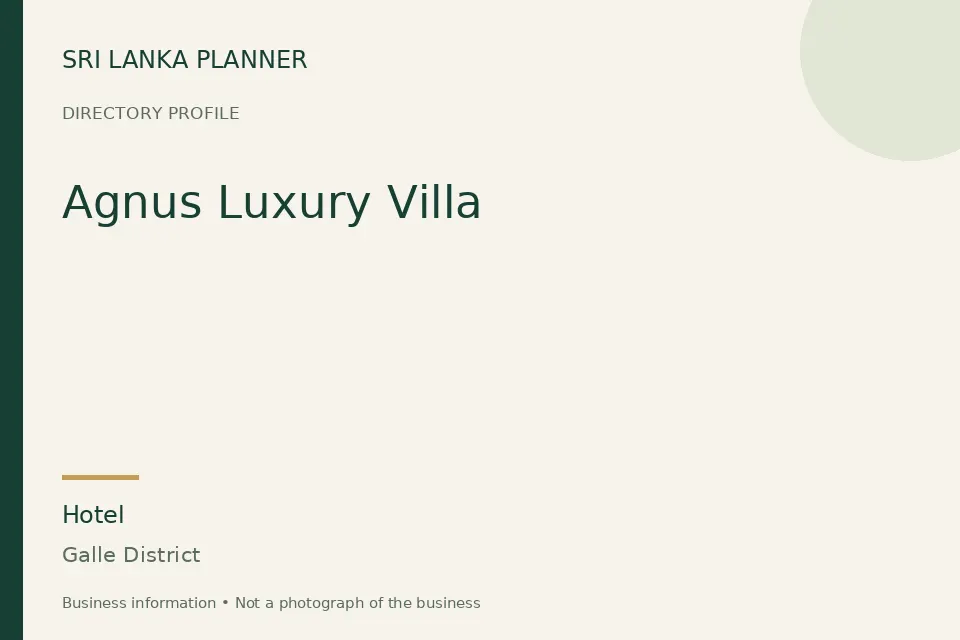 Directory cover for Agnus Luxury Villa in Galle District, Sri Lanka
