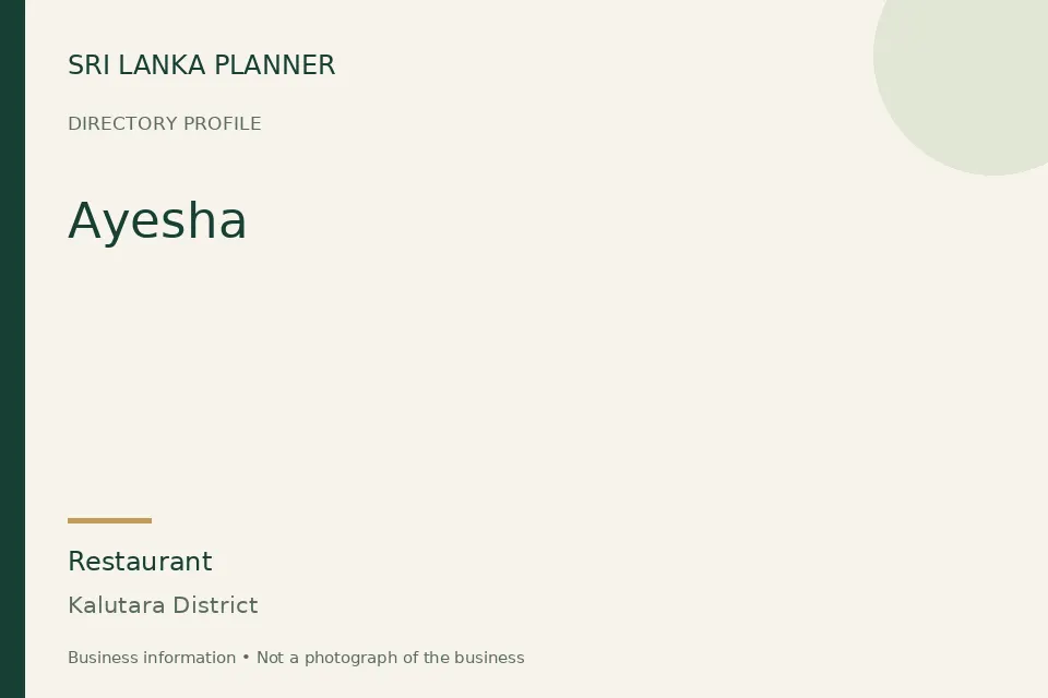 Directory cover for Ayesha in Kalutara District, Sri Lanka