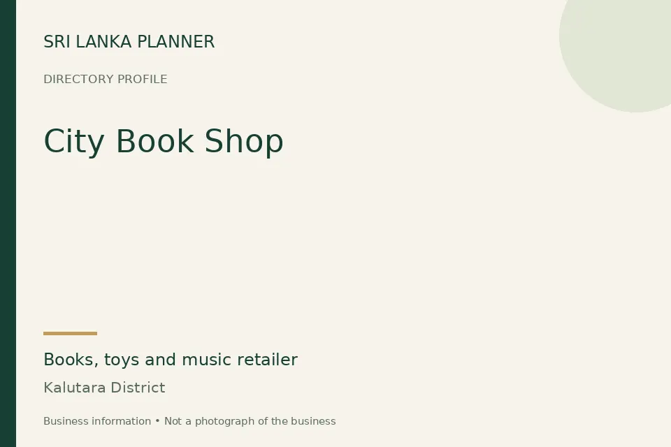 Directory cover for City Book Shop in Kalutara District, Sri Lanka