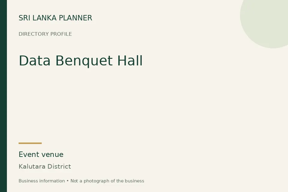 Directory cover for Data Benquet Hall in Kalutara District, Sri Lanka