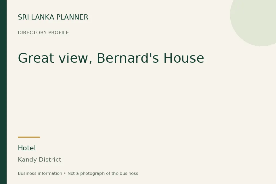 Directory cover for Great view, Bernard's House in Kandy District, Sri Lanka