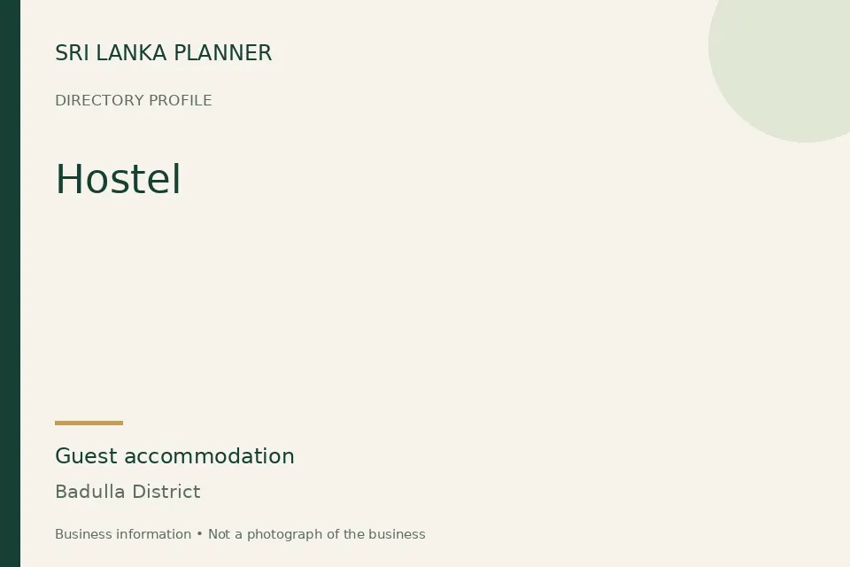 Directory cover for Hostel in Badulla District, Sri Lanka