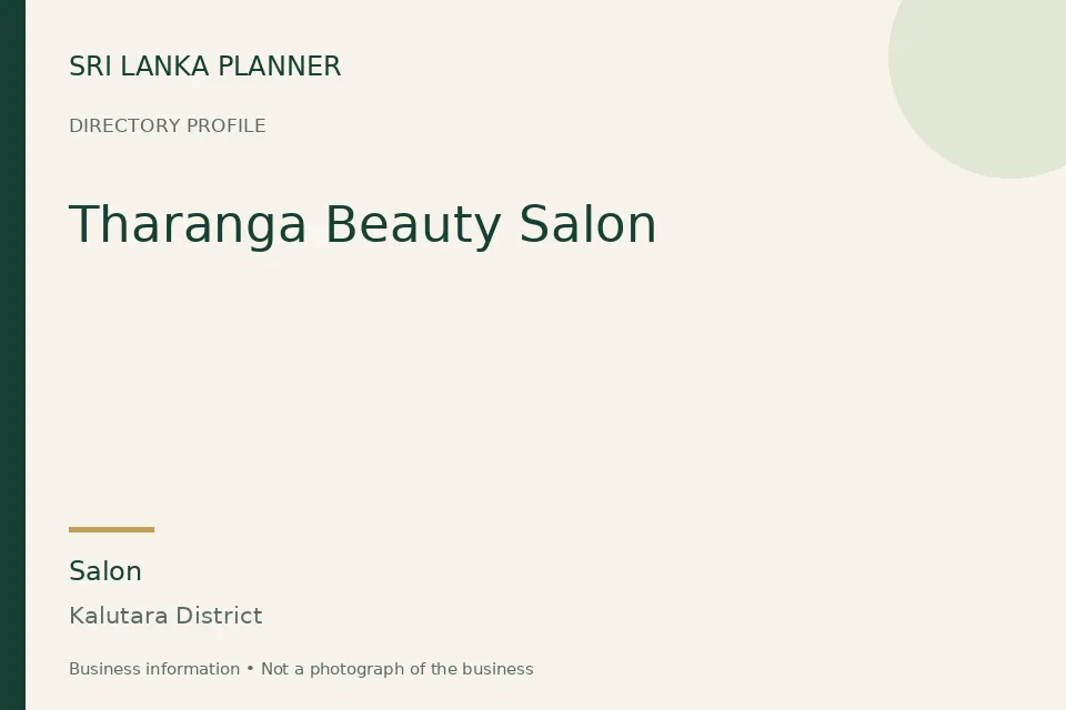 Directory cover for Tharanga Beauty Salon in Kalutara District, Sri Lanka