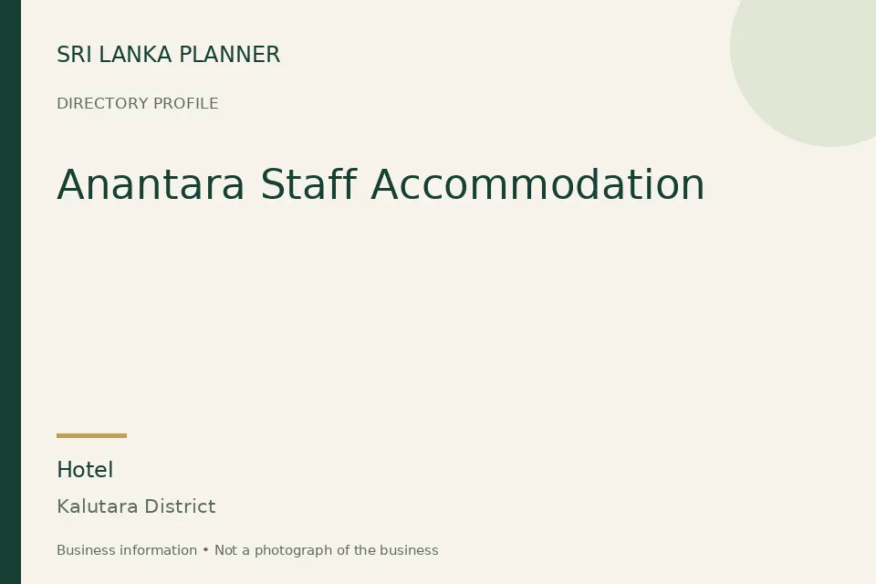 Directory cover for Anantara Staff Accommodation in Kalutara District, Sri Lanka