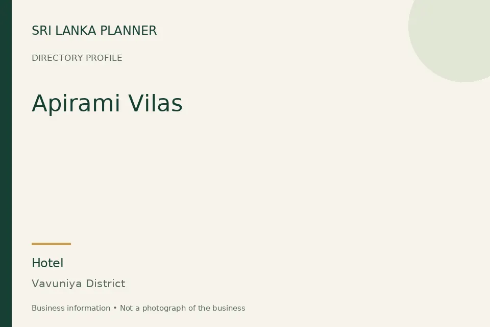 Directory cover for Apirami Vilas in Vavuniya District, Sri Lanka