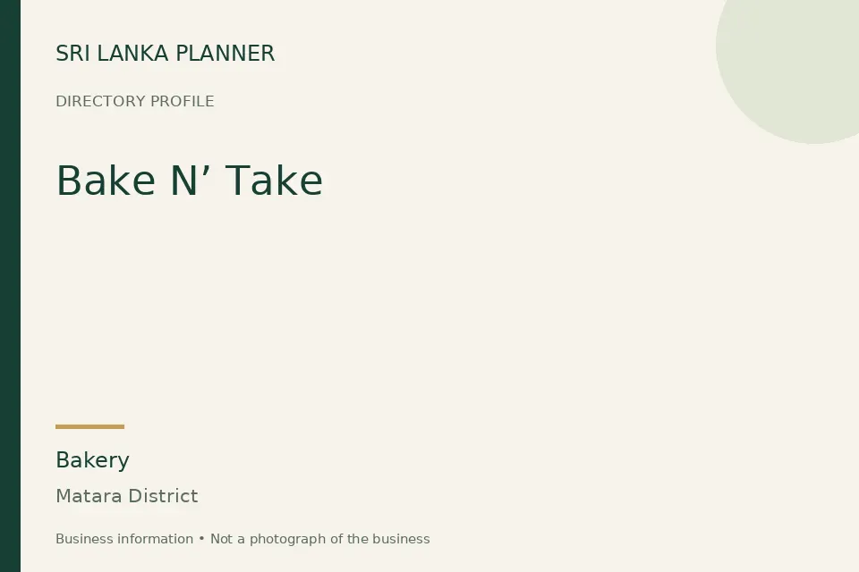 Directory cover for Bake N’ Take in Matara District, Sri Lanka