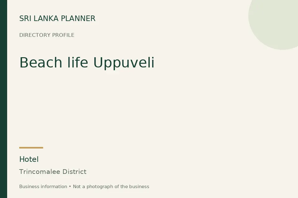 Directory cover for Beach life Uppuveli in Trincomalee District, Sri Lanka