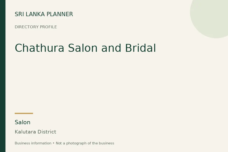 Directory cover for Chathura Salon and Bridal in Kalutara District, Sri Lanka