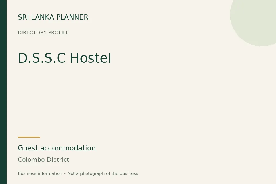 Directory cover for D.S.S.C Hostel in Colombo District, Sri Lanka