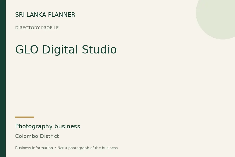 Directory cover for GLO Digital Studio in Colombo District, Sri Lanka