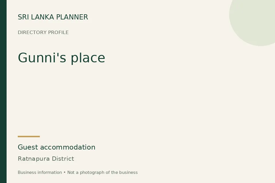 Directory cover for Gunni's place in Ratnapura District, Sri Lanka