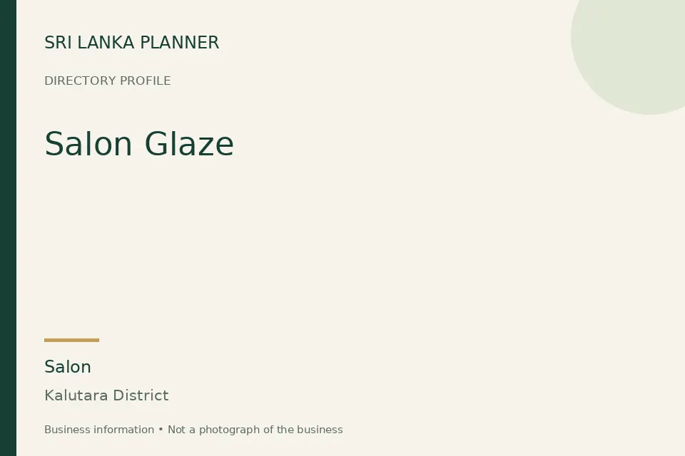 Directory cover for Salon Glaze in Kalutara District, Sri Lanka