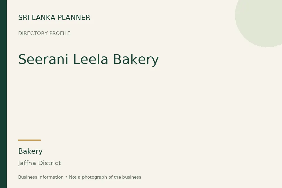 Directory cover for Seerani Leela Bakery in Jaffna District, Sri Lanka