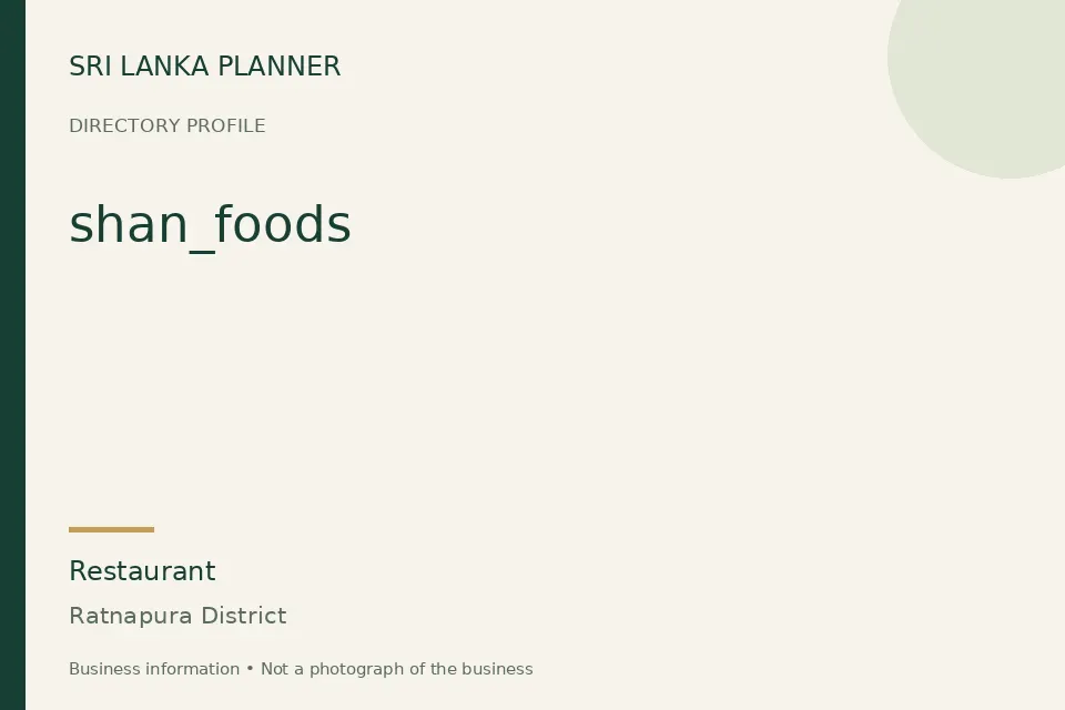 Directory cover for shan_foods in Ratnapura District, Sri Lanka