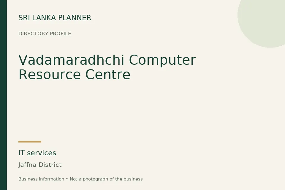Directory cover for Vadamaradhchi Computer Resource Centre in Jaffna District, Sri Lanka