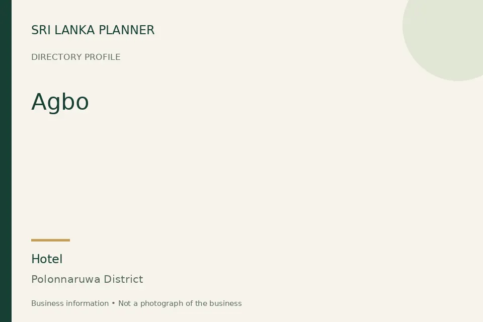Directory cover for Agbo in Polonnaruwa District, Sri Lanka