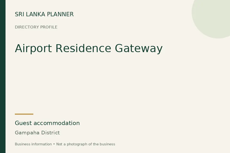Directory cover for Airport Residence Gateway in Gampaha District, Sri Lanka