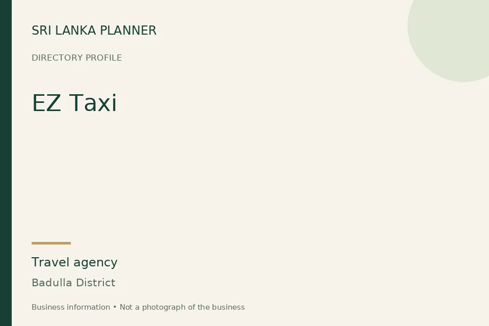 Directory cover for EZ Taxi in Badulla District, Sri Lanka
