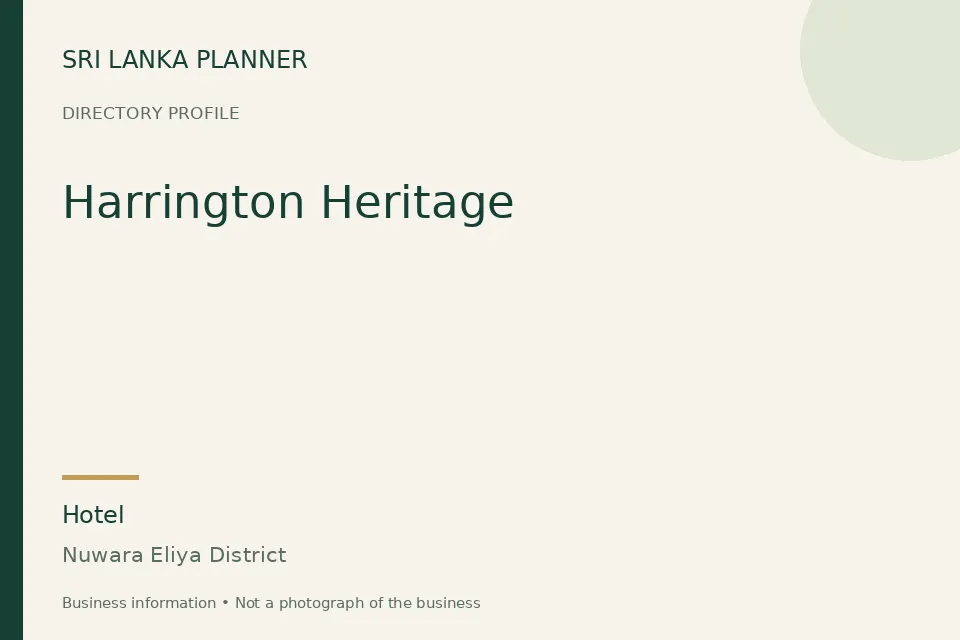 Directory cover for Harrington Heritage in Nuwara Eliya District, Sri Lanka