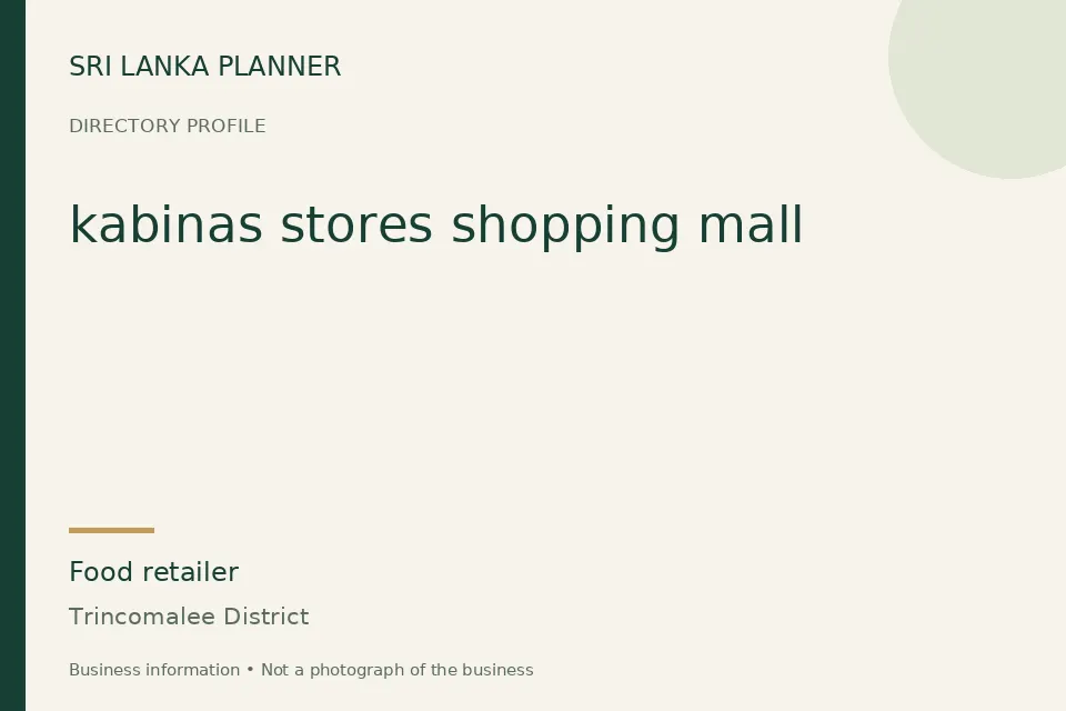 Directory cover for kabinas stores shopping mall in Trincomalee District, Sri Lanka