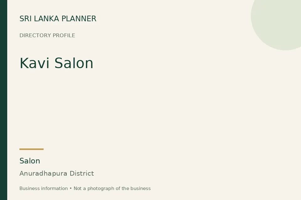 Directory cover for Kavi Salon in Anuradhapura District, Sri Lanka