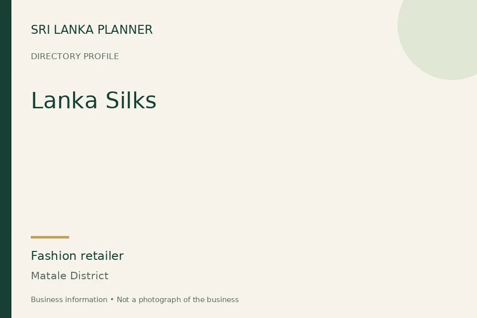 Directory cover for Lanka Silks in Matale District, Sri Lanka