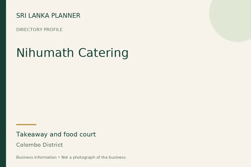 Directory cover for Nihumath Catering in Colombo District, Sri Lanka