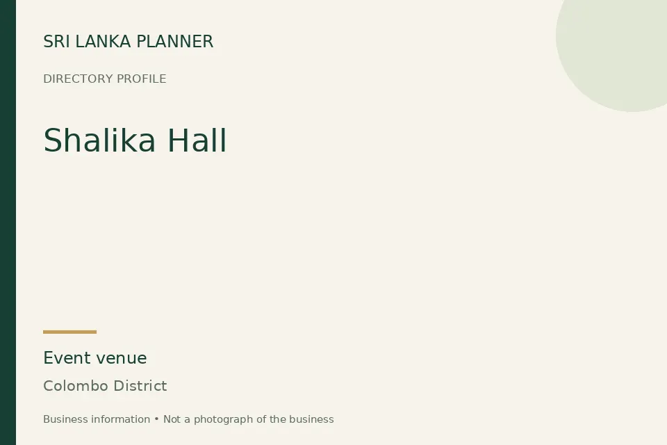 Directory cover for Shalika Hall in Colombo District, Sri Lanka